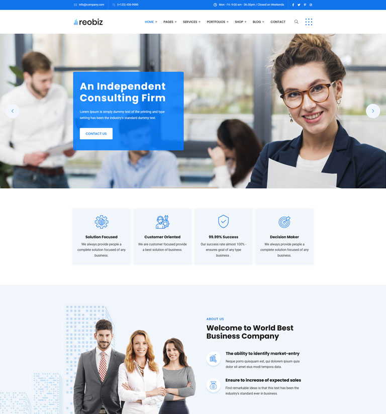 Business consulting main WordPress demo homepage