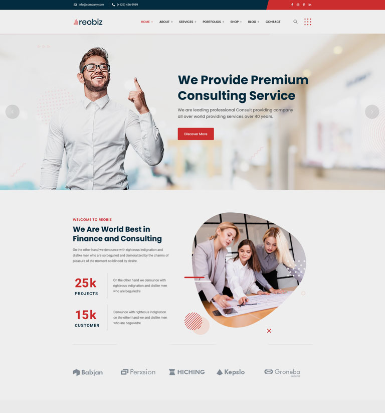 Consulting WordPress theme demo homepage variant 3
