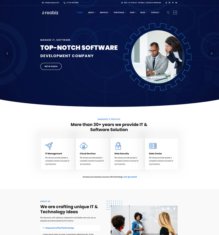 IT solutions WordPress theme demo homepage