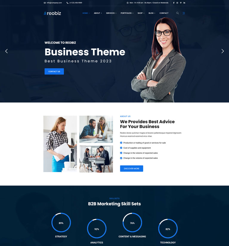 Business WordPress theme demo homepage variant 2