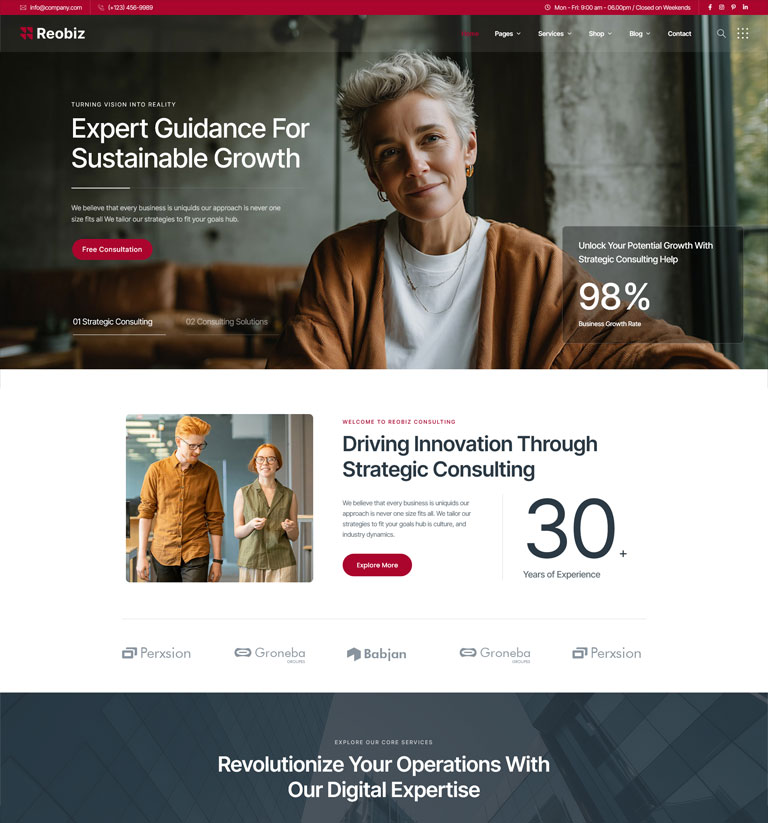 Consulting 2026 WordPress theme demo homepage