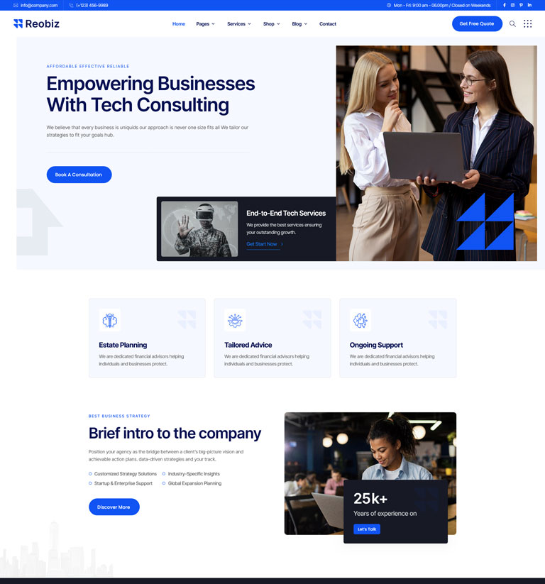 Tech Consulting 2026 WordPress theme demo homepage