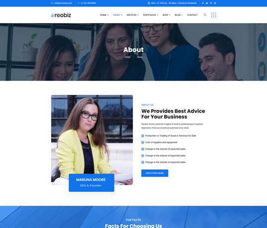 Reobiz inner page layout example 1